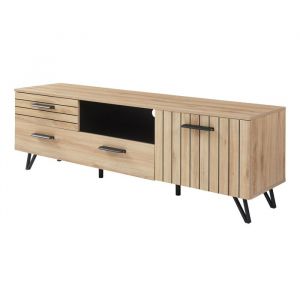 Meuble TV Noppen 150 x 38 x 49 cm effet chêne noir [en.casa]