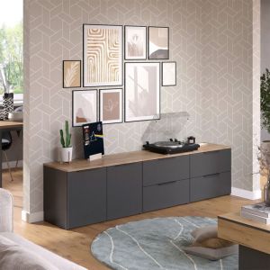 Meuble-paroi Wido, Anthracite, 3 pi&egrave;ces Vicco