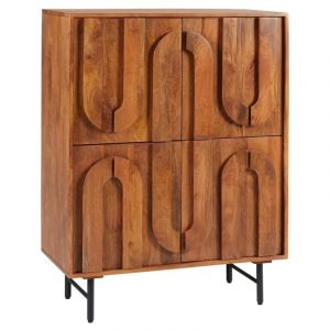 Buffet haut en bois de manguier et métal noir - Naturel - MIZORAM