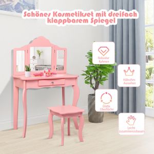 Coast Hairdressing Table Dressing Table et Tabouret pour enfants 70 x 34 x 103 cm rose