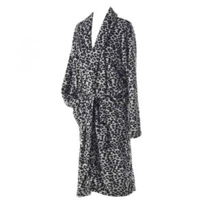Peignoir Flanelle Imprimé "Léopard" Gris