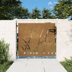 VidaXL Portail de Jardin 85x100 cm Acier corten Conception d'herbe