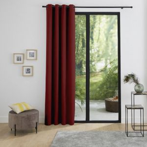 Univers d&eacute;cor Rideau occultant phonique et thermique doubl&eacute; polaire "Arctique" Lie de Vin