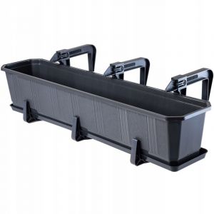 Pot de Fleur de Balcon + Supports 80cm Graphite - Kadax