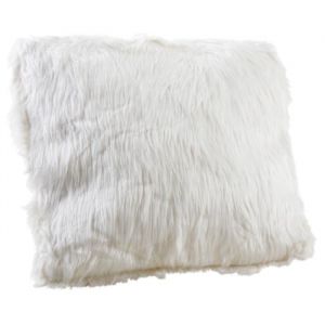 Aubry Gaspard Coussin imitation fourrure 45 cm blanc