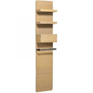 Colonne extra plate étagères et porte-serviette chêne 40x170 cm savane - Bois