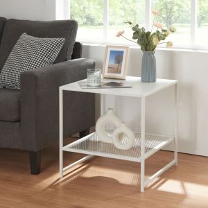 [en.casa] - Table d'appoint Ruokolahti acier 51 x 51 x 51 cm blanc mat