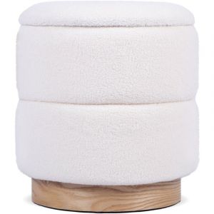 Pouf coffre roméo tissu bouclette blanc