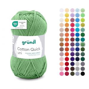 Gründl Laine Cotton Quick uni - Laine pour crochet - 100% coton - Laine pour tricot - Fil de coton brillant - 1 pelote de 50 g / 125 m - Taille des aiguilles 3-4 - Sauge