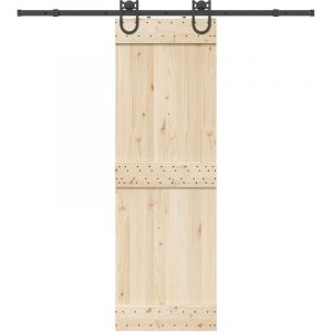 VidaXL Kit de quincaillerie de porte coulissante 200 cm Acier Noir, quincaillerie de porte coulissante, galet de porte 4009733
