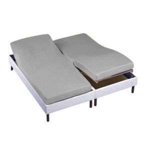 ALPES BLANC - Drap housse 2x70x190 Gris Souris TPR