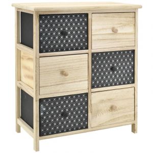 Aubry Gaspard Commode en bois teinté noir et naturel 6 tiroirs