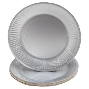 Lot de 35 - PRONAPPE 10 Assiettes en carton rondes, 23 cm - Argent