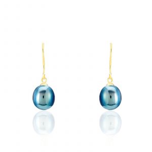 Image de Histoire d'Or Pendants d'oreilles en or avec perles - bleu