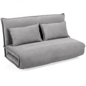 Chauffeuse 2 places 3-en-1 en velours c&ocirc;tel&eacute; gris &ndash; GRACIE