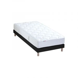 Ensemble Matelas Ressorts 5 Zones ETOILE + Sommier Made in France Dimensions 90 x 190 cm, Sommier Noir