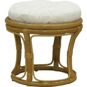 Image de Aubry Gaspard Tabouret en rotin avec coussin Uni miel - Miel