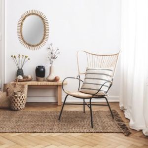 Miroir rotin ovale 58x48 cm