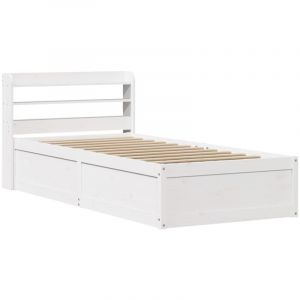 VidaXL Cadre de lit avec tête de lit blanc 90x200cm bois de pin massif