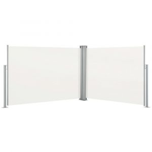 Auvent paravent store brise-vue latéral rétractable de patio jardin terrasse balcon protection visuelle écran 100 x 1000 cm crème 02_0007152