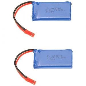 Batterie Lipo Rechargeable 2 Pièces 3.7V 730mAh pour Drone WLtoys V636 V686 Adaptée pour Quadricoptère, Haute Capacité Comprend 2 Batteries, Bleu