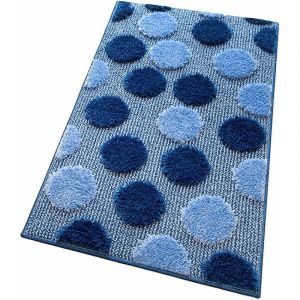 Tapis de Bain Moderne Doux Antid&eacute;rapant Tapis de Douche Lavable Absorbant Pois Bleu - 50x80 cm