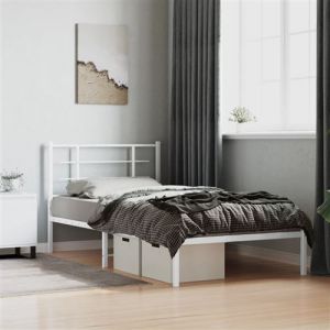 VidaXL Bedframe met hoofdbord metaal wit 107x203 cm355606