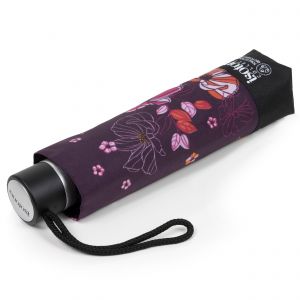 Isotoner Parapluie 3 sections ouverture et fermeture manuelle Fleurs aubergine