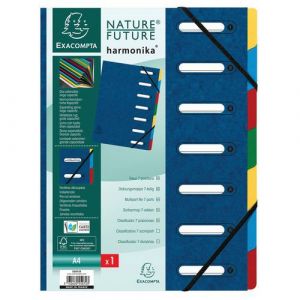 Exacompta Lot de 8 trieurs Harmonika à fenêtres avec élastiques nature future carte lustrée 7 compartiments - Bleu - 55072E