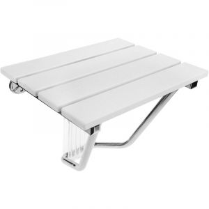Siège de douche rabattable. Chaise pliante pour personnes âgées en plastique WPC et acier inoxydable 380 x 338 mm blanc