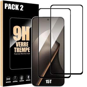 Lot-2 Verre Tremp&eacute; Int&eacute;gral pour Xiaomi 15T - Vitre Protection Antichoc avec Bord Noir - E.F.Connection