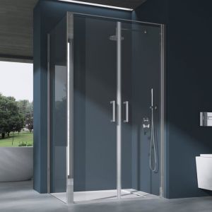 Cabine de Douche Rectangulaire 90x120x195cm Paroi de Douche Design Ravenna66K Porte Pivotante en Verre Transparent de 8mm Traitement nano