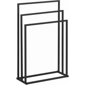 Porte-serviette sur pied en acier 3 barres (3 barres, largeur 55 cm, capacité de 6 kg, gris foncé) 14_0004420