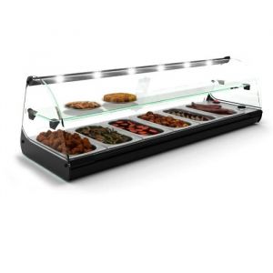Vitrine Chaude Bain-Marie Deux Etagères - 840 à 1190 mm - SAYL - Sans éclairage LED - Acier inoxydable1190 mm 840x395x245mm