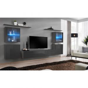 Meuble TV Mural Design " XIV" 320cm Gris Prix