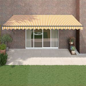 VidaXL Auvent rétractable jaune et blanc 5x3 m tissu et aluminium
