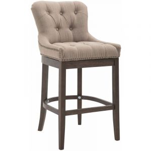 Image de CLP Tabouret de bar Lakewood tissu Piètement antique taupe