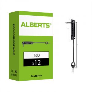 Alberts 204266 Crochet cr&eacute;maill&egrave;re | avec platine d'arr&ecirc;t ajustable | noir | longueur 500 mm | &Oslash; du crochet 8 mm