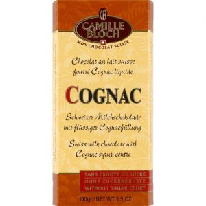 Camille Bloch Chocolat au lait suisse fourr&eacute; Cognac liquide, sans cro&ucirc;te de sucre.