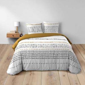 Douceur d'Int&eacute;rieur, Parure de Lit 3 Pi&egrave;ces (240 x 220 cm) Chicago Blanc, 100% Coton