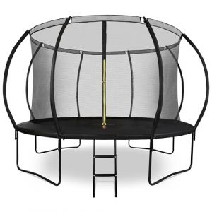 Trampoline - HYPERMOTION - 366 cm - Filet de s&eacute;curit&eacute; - &Eacute;chelle antid&eacute;rapante - Noir