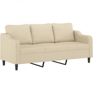 VidaXL Canap&eacute; &agrave; 3 places Cr&egrave;me 180 cm Tissu