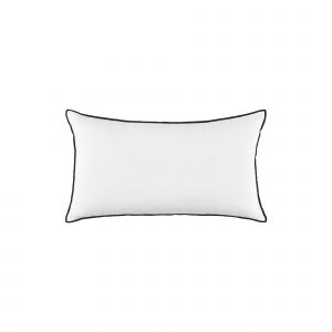 Housse de coussin 28x47 cm Blanc pur et bourdon noir en Lin