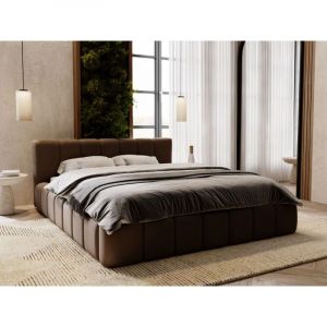 Graingold - Lit rembourré avec rangement 160x200 velours marron Split