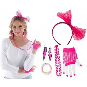 Ruedelafete Kit 5 pi&egrave;ces Ann&eacute;es 80, Rose fluo