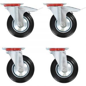 VidaXL Roulettes 4 pcs Roulette de Mobilier Chariot Roulant Etagère à Livre Roulette de Meuble Bibliothèque Panier d'Achat Capacité 80 kg 100 mm