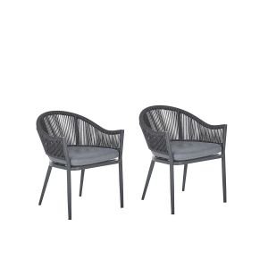 Beliani Lot de 2 chaises de jardin en aluminium gris MILETO