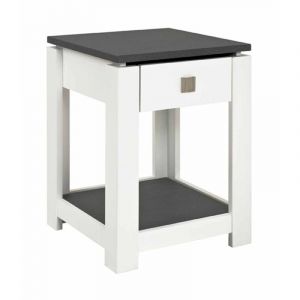 Haku Table d'ap 1 tiroir 40x40x55 cm gris foncé et blanc JOSEF