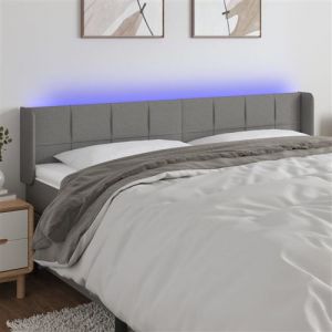VidaXL Tête de Lit à LED Meuble de Chambre à Coucher Accessoire de Lit Double Tête de Cadre de Lit Intérieur Gris Foncé 183x16x78/88 cm Tissu 3123251