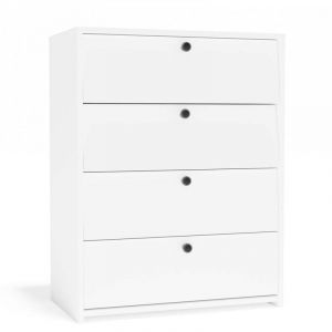 Topeshop - loka - Meuble à chaussures 4 abattants – design moderne – blanc